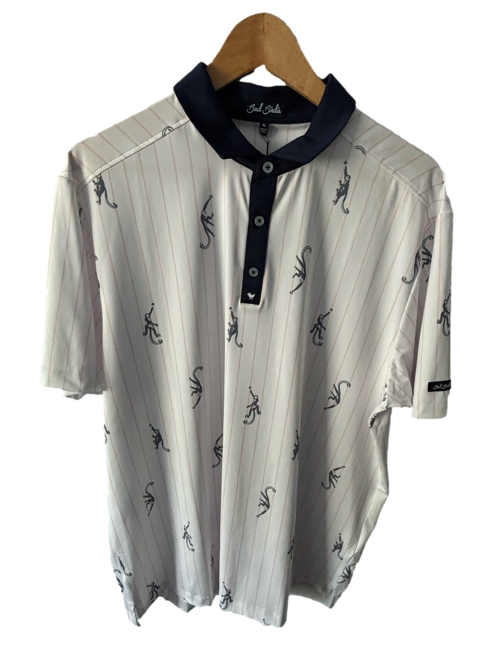 Bad Birdie “Monkey A Round" Performance Golf Polo Shirt XL Tennis Athleisure NEW